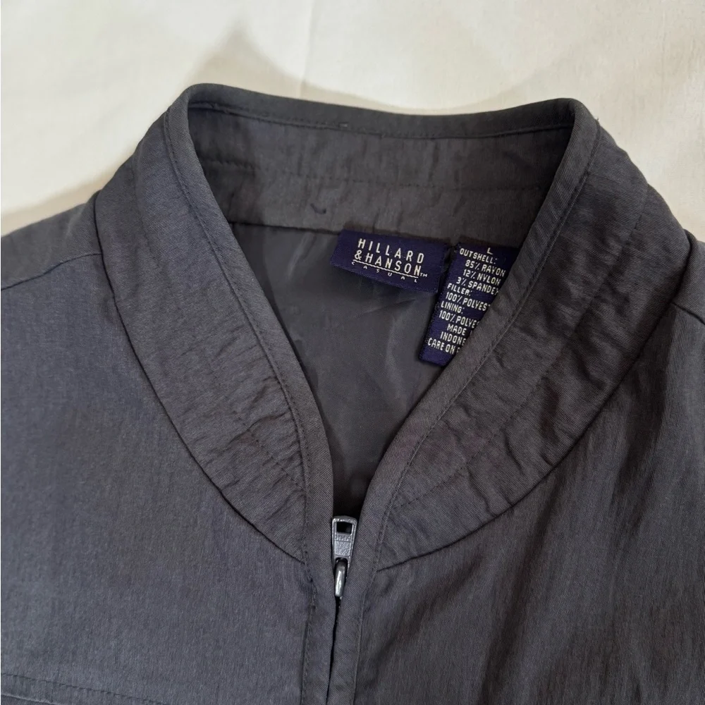 Hillard & Hanson Gray Quilted Vest with Stand-Up Collar